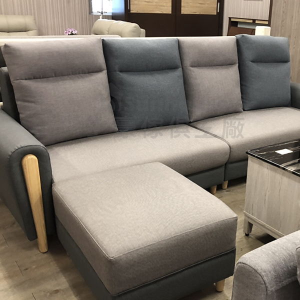 工業風拼接L型貓抓皮沙發