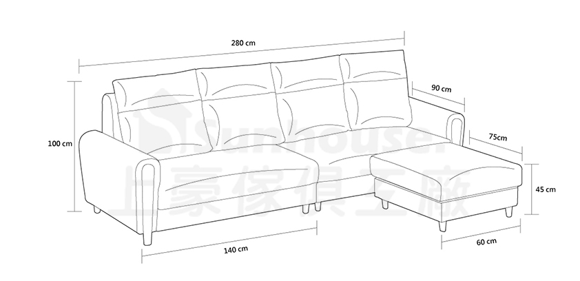 工業風拼接L型貓抓皮沙發