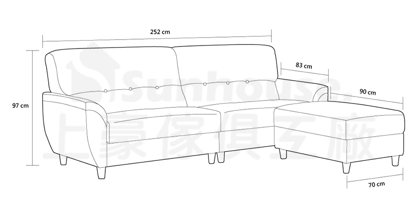 北歐風拼接L型貓抓皮沙發